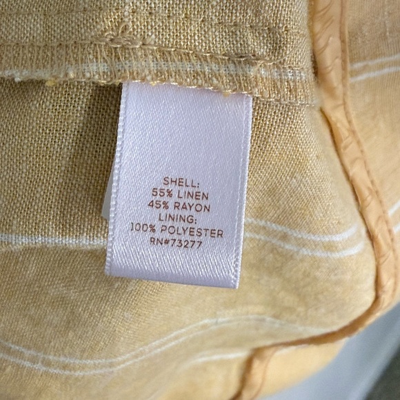 LC Lauren Conrad Women L Yellow Striped Linen Blend Double Breasted Blazer - Picture 5 of 5